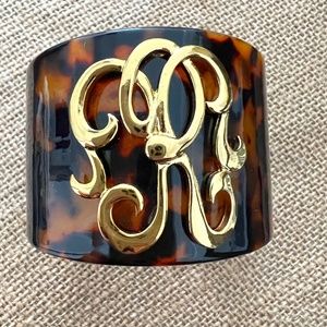 Tortoiseshell Gold "R" Initial Monogram Bracelet